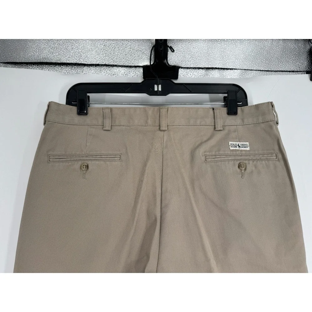 Polo Ralph Lauren Hammond Chino Pants Vintage 35x32 Khaki Cuffed Pleated Baggy